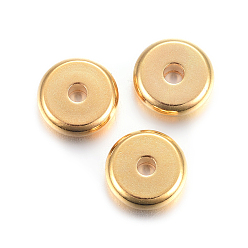 Золотой 304 из нержавеющей стали разделительные бусины, плоско-круглые, золотые, 8x2.5 мм, отверстие : 1.8 мм