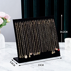 Black Velvet Necklace Organizer Display Stands for 24 Necklaces, Jewelry Display Rack for Necklaces, Rectaangle, Black, 9.8x33x30.2cm
