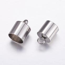 Stainless Steel Color 304 Stainless Steel Cord Ends, Stainless Steel Color, 13x11mm, Hole: 3.5mm, Inner Diameter: 10mm