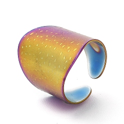 Rainbow Color 304 открытая манжета из нержавеющей стали, широкое кольцо для женщин, ионное покрытие (ip), Радуга цветов, размер США 7 1/2 (17.7 мм)