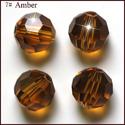 Sienna Imitation Austrian Crystal Beads, Grade AAA, Faceted(32 Facets), Round, Sienna, 10mm, Hole: 0.9~1mm