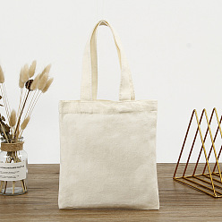 White Cotton Cloth Blank Canvas Bag, Vertical Tote Bag for DIY Craft, White, 26x24cm