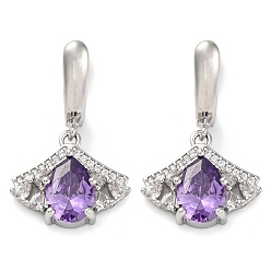 Средняя Орхидея Серьги-кольца из латуни с кубическим цирконием и листьями гинкго для женщин, платина, средне орхидеи, 29x18 мм