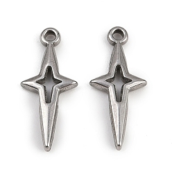 Нержавеющая Сталь Цвет Не тускнеющие 304 подвески из нержавеющей стали, звезда, цвет нержавеющей стали, 21x9x2 мм, отверстие : 1.5 мм