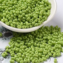 Lime Green Baking Paint Glass Seed Beads, Peanut, Lime Green, 3.5~4x2~2.5x2~2.3mm, Hole: 0.8mm