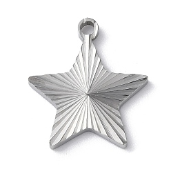 Stainless Steel Color 304 Stainless Steel Pendants, Star Charm, Stainless Steel Color, 20x18x1.8mm, Hole: 1.8mm
