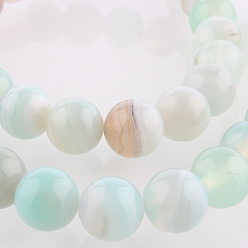 Sky Blue Natural Gemstone Agate Round Bead Strands, Dyed, Sky Blue, 8mm, Hole: 1mm, about 49pcs/strand, 14.96 inch