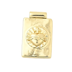 Сердце Латунные подвески, прямоугольник амулеты, без кадмия и без свинца, стойки покрытие, долговечный, реальный 18 k позолоченный, сердце, 18.5x11.5x3.5 мм, отверстие : 1.4 мм