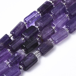 Amethyst Natural Amethyst Beads Strands, Faceted, Column, 8~11x6~8x5~7mm, Hole: 1mm, about 15~17pcs/strand, 7.28~7.48 inch