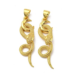 Real 18K Gold Plated Brass Pendants, Snake, Real 18K Gold Plated, 32.5x9x4mm, Hole: 4x3.5mm