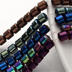 Mixed Color Electroplate Non-magnetic Synthetic Hematite Bead Strands, Column, Mixed Color, 6x6mm, Hole: 1mm, about 67pcs/strand, 15.7 inch