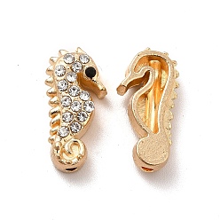 Golden Alloy Crystal Rhinestone Beads, Sea Horse Shape, Golden, 18x9x5.5mm, Hole: 1.6mm