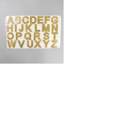 Золотистый 104шт. 4наборы страз из смолы с буквами от A до Z, термоклеящиеся стразы, пришить заплатки, платье обувь украшения одежды, золотые, 58~63x15~74 мм