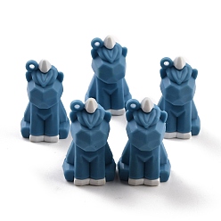 Bleu Acier Pendentifs de licorne de dessin animé à facettes en pvc, pour la fabrication de porte-clés bricolage, bleu acier, 45x27x29.5mm, Trou: 3mm