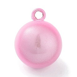 Pearl Pink Brass Bell Pendants, Suikin Bell, Round Charms, Pearl Pink, 22x17mm, Hole: 2.7mm