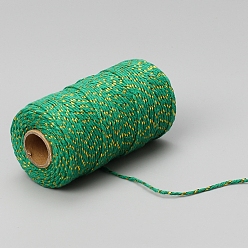 Sea Green 100M Round Cotton Cord, Gift Wrapping Decorative Cord, Sea Green, 2mm, about 109.36 Yards(100m)/Roll