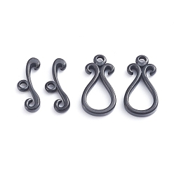 Electrophoresis Black 304 Stainless Steel Toggle Clasps, Teardrop, Electrophoresis Black, teardrop,: 18.5x9.5x2.5mm, Hole: 1.5mm, Bar: 6.5x16.5x2.5mm, Hole: 1.5mm