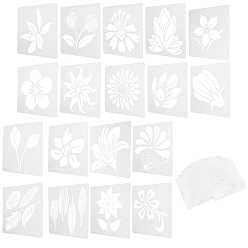 White 2 Sets 2 Styles Plastic Drawing Stencil, Drawing Scale Template, For DIY Scrapbooking, Flower and Leaf, White, 130x130x0.1mm, 1set/style
