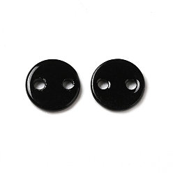 Black Spray Painted 201 Stainless Steel Connector Charms, Flat Round, Black, 6x1mm, Hole: 1mm