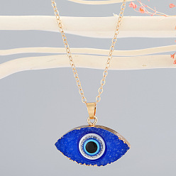 Blue Colorful Evil Eye Necklace with Minimalist Resin Pendant