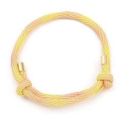 Желтый Браслеты из нейлонового шнура, с латунной фурнитурой , золотые, долговечный, стойки покрытие, желтые, внутренний диаметр: 1-5/8~3-1/8 дюйм (4~8 см)