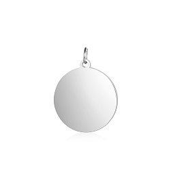 Stainless Steel Color 201 Stainless Steel Pendants, Flat Round, Stamping Blank Tag, Stainless Steel Color, 14.5x12x1mm, Hole: 3.5mm