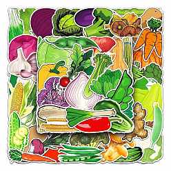 Vegetables Autocollants adhésifs pvc imperméables, pour valise, planche à roulettes, réfrigérateur, casque, coque de telephone portable, motif végétal, 55~85mm, 50 pcs /sachet 