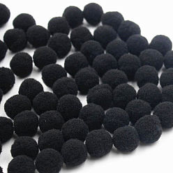 Black DIY Doll Craft Polyester High-elastic Pom Pom Ball, Round, Black, 2cm, 100pcs/bag