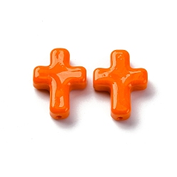 Темно-Оранжевый Бусины лэмпворк , крестик, темно-оранжевый, 26x19.5x7.5 мм, отверстие : 1.6 мм