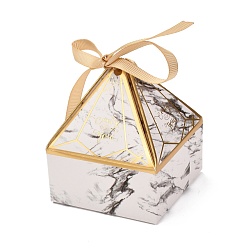 WhiteSmoke Paper Fold Gift Boxes, Triangular Pyramid with Word Only for You & Ribbon, for Presents Candies Cookies Wrapping, WhiteSmoke, 7x7x9cm