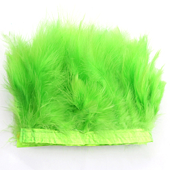 Lawn Green Turkey Feather Fringe Trimming, Costume Accessories, Dyed, Lawn Green, 5-1/8 inch(130mm), about 2.19 Yards(2m)/Bag