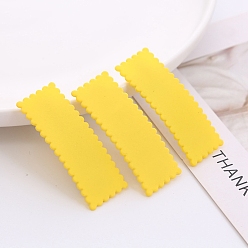 Yellow Frosted Plastic Snap Hair Clips, with Metal Clip, for Women and Girls, Waved Rectangle, Yellow, 55x20mm