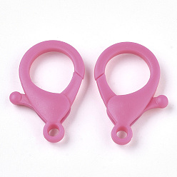 Hot Pink Plastic Lobster Claw Clasps, Hot Pink, 35x24.5x6mm, Hole: 3mm