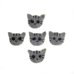 Dark Gray Handwork Felt Needle Felting Cat Ornaments, for Home Decoration Display, Dark Gray, 40x30mm