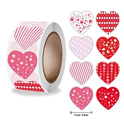 Heart Self Adhesive Paper Stickers, Heart Sticker Labels, Gift Tag Stickers, Heart Pattern, 2.5x0.1cm, 500pc/roll