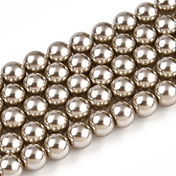 Светло-коричневый Стеклянные жемчужные бусины, круглые, загар, 6 мм, отверстие : 0.6 мм, около 67 шт / нитка, 15.55'' (39.5 см)