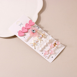 A style-pink series Cute Pearl Hair Clip Set with Rhinestone Side Clip - Girl's Hair Accessories