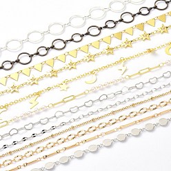 Mixed Color Brass & Stainless Steel Chains, Mixed Style, Mixed Color, 2~17x1.5~12x0.5~1mm