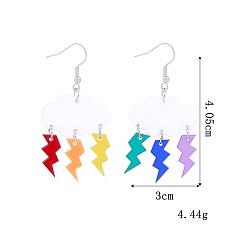Lightning Bolt Сплав мотаться серьги, платина, удар молнии, 40.5x30 мм