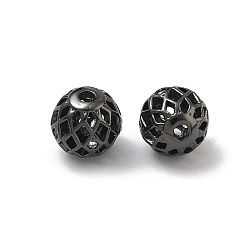 Черный Цвет Металла Латунные микропаве из прозрачного кубического циркония, без кадмия и без свинца, стойки покрытие, долговечный, полый круглый, металлический черный , 8 мм, отверстие : 1.5 мм