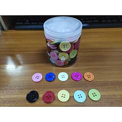 Mixed Color Resin Buttons, Dyed, Flat Round, Mixed Color, 20x3mm, Hole: 2mm, 200pcs/box