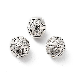 Antique Silver Tibetan Style Alloy Beads, Cadmium Free & Lead Free, Barrel, Antique Silver, 7x7.5mm, Hole: 1.8mm