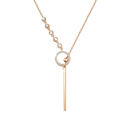 Rose Gold SHEGRACE 925 Sterling Silver Pendant Necklaces, with Grade AAA Cubic Zirconia and Cable Chains, Rose Gold, 27.95 inch(71cm)