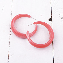Pink Boucles d'oreilles minimalistes en résine acrylique en forme de C, bijoux d'oreille uniques