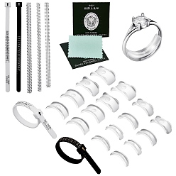 Mixed Color Ring Sizer Measuring Kit, Including Plastic Spring Coil, Silver Polishing Cloth, Invisible Ring Size Adjuster, UK Ring Sizer, Mixed Color, 11.45~100x0.5~11.5x0.15~3mm