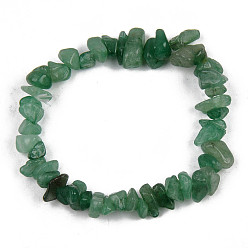 Зеленый Авантюрин Стрейч-браслеты с бусинами унисекс с натуральным зеленым авантюрином, внутренний диаметр: 1-3/4~2 дюйм (4.5~5 см)