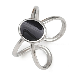 Черный Овальные 304 эмалированные манжеты из нержавеющей стали для женщин, цвет нержавеющей стали, чёрные, 13 мм, внутренний диаметр: регулируемый