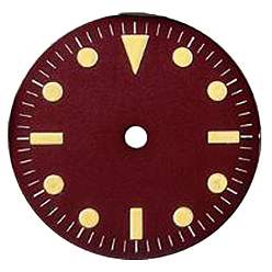 Dark Red Luminous Glow in the Dark Brass Clock Face Dial, Flat Round, Dark Red, 28.5mm