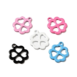 Mixed Color Spray Painted 201 Stainless Steel Charms, Clover Charms, Mixed Color, 12x11x1mm, Hole: 1.2mm