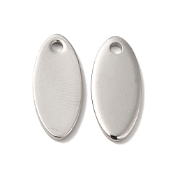 Stainless Steel Color 304 Stainless Steel Pendant, Oval Charm, Stainless Steel Color, 20x9x1.5mm, Hole: 1.8mm